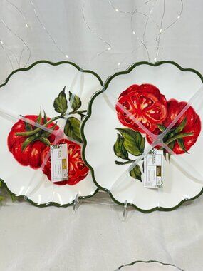 House & Garden Tomatoes Melamine Dinnerware Dinner Plates set of 8 New 11"